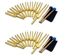 TsoLay 2X Tuning Fork Set - 18 Tuning Forks for Healing Chakra,Sound Therapy,Keep Body,Mind and Spirit in Perfect Harmony- Gold