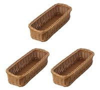 TsoLay 3X Desktop Cutlery Storage Basket, Restaurant Tableware Drain Box With Woven Design, Brown