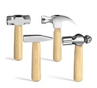 TsoLay 4Pcs Small Hammer Set, Forged· and Polished Steel Head, Short Wood Handle, 10oz Claw Hammer, 11oz Ball Peen Hammer
