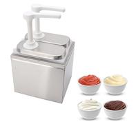TsoLay Condiment Squeeze Pump Container, 1L Sauce Dispenser Pump, Plastic and Stainless Steel Condiment Pump Station, 30ml Squeeze Capacity, Detachable Design for Kitchen Home