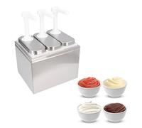 TsoLay Condiment Squeeze Pump Container, 1L Sauce Dispenser Pump, Plastic and Stainless Steel Condiment Pump Station, 30ml Squeeze Capacity, Detachable Design for Kitchen Home