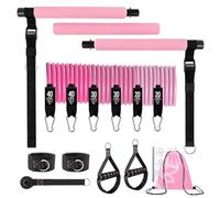TsoLay Home Gym Fitness Set 180lb Full Body Workout Resistance Kit Portable TPE Bands Yoga Pilates Pink