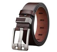 TsoLay Leather Belt Leather Belt For Men, Vintage Jeans Matching Leather Belt, Fashion Pin Buckle Casual Leather Belt-Nz329 Coffee-125Cm 37 To40 Inch