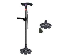 TsoLay Lightweight Walking Cane, Smart Walking Stick with 2 Replaceable Nonslip Base, 10-Level Height Adjustable, LED light/radio/alarm design, for Men, Women, Elderly, Disabled, Pregnant