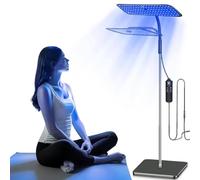 TsoLay Tanning Lamp, Face Tanning Lamp with 126 Blue LEDs, 3 Wavelengths: 660nm+850nm / 660nm / 850nm, 5 Brightness Levels and Timer Setting, Adjustable Height 65-186cm, for Face and Body