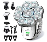 TsoLay Upgraded 9 Floating Heads 6-in-1 Rechargeable 4D Head Shaver for Bald for Men Waterproof Wet Dry Shaving System