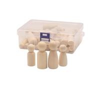 Tsophreniq 50pcs Wood Peg Dolls Set 4 Sizes Educational Figure for Crafting and Ornament Making with Storage Case Crafting Set