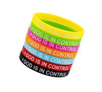 Tsophreniq 7Pcs Fashionable Glowing Rubber Wristbands Printed with Uplifting Phrases for Everyday Use GOD is in Control Wristband
