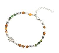 Tsophreniq Adjustable Beaded Chain Bangle Elephant Detail with 5cm Extension Chain for Symbolism Adjustable Green Beads Bangle