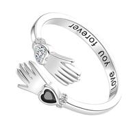 Tsophreniq Beautiful Embracing Hands Promise Rings Glittering Zircon Adjustable Band for Her and Him Adjustable Promise Rings