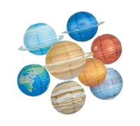 Tsophreniq Creative Astronomy Learning Toy 8Pcs 3D Planet Paper Light for Children Room Decoration and Science Classroom Aid Universe Theme Party Supply