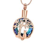 Tsophreniq Engravable Pet Artifact Jar Necklace Highlighting Symbolic Tree Plan and Modifiable Chain Secret Compartment Pet Jar Charm