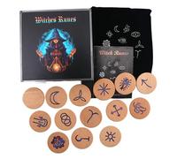 Tsophreniq Hand Carved Wooden Sign Symbols Set Divination Sign Stone with Instruction and Storage Bag Heal Gift Decoration Beginner Divination Hand Carved Wood Signs for with Guide and Storage