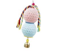 Tsophreniq Hanging Bird Accessory with Natural Grass Texture and Metal Sound Feature Designed for Conures Finches Budgies to Encourage Play Cockatiel Chew Toy with Toll