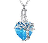 Tsophreniq Memorial Necklace for Holding Ashes and Keepsakes Featuring Heart Shaped Entangled Tree Accent Design Stainless Steel Memory Pendant Neckchain
