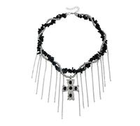 Tsophreniq Modern Gothic Resin Crosses Necklace with Adjustable Chain Edgy Fashion Gift Gothic Layering Accessory for Her Versatile Resin Alloy Accessory