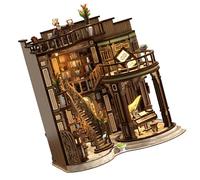 Tsophreniq Natural Wood Miniature Book Insert Model Set Creative Construction Toy with LED Light for Educational Play Wooden Assembly Toy Book Insert Set