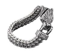 Tsophreniq Openable Mouth Wolf/Snake/Hawks Men ' s Mesh Chain Animal Bangle Punk Jewelry Nordic Mythology Accessory Unique Men