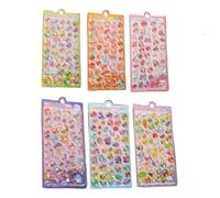 Tsophreniq Pack of 6 Fun Crystal Decorative Stickers Embossed PVC Decal Sticker for Kids Craft Project Scrapbook Safe and Cartoon Stickers