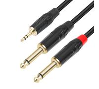 Tsophreniq Stereo 3.5mm to 2x 6.35mm Cord Y Splitter Adapter Cable Compatibility with Mixer and Amplifiers 1m / 2m / 3.0m Avaliable Professional Equipment Cable