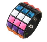 Tsophreniq Three Row Square Studs Punk Styles Leather with Adjustable Design for Comfortable Wear and Versatile Outfit Matching Triple Studs