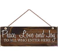 TSOSK New Wooden Signs Peace Love and Joy to All Who Enter Here Sign,Prayer Sign,Home Decor Sign, Farmhouse Style 8x12 INCH Funny Gifts for Men and Women
