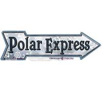 TSOSK Novelty Metal Arrow Sign Polar Express Sign Left Arrow Vintage Looking Metal Sign for Wall Decoration Retro Arrow Plaque Aluminum Metal tin Sign 5x17 INCH
