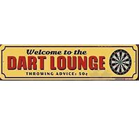 TSOSK Retro Metal tin Sign 16x4 inches Dart Lounge Sign Game Room Sign Dart Board Sign Exterior Home Cave Garage bar Wall Decoration Metal Aluminum Sign