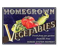TSOSK Retro Metal tin Sign Home Grown Vegetables Fresh from Our Garden Pesticide Free Tin Sign,Farm,Cave,Bar,Club, Home Wall Art Metal Tin Sign 8x12 inches