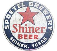 TSOSK Retro Metal tin Sign House Number Tin Sign Spoetzl Brewery Shiner Beer Shiner Texas Style Round 12x12 inches Metal Tin Sign
