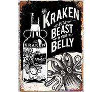TSOSK Retro Metal tin Sign Kraken Rum Replica Tattoo Drink Tin Sign,Cave,Bar,Club, Home Wall Art Metal Tin Sign 8x12 inches