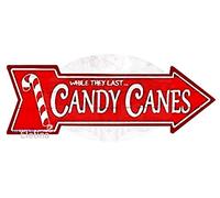 TSOSK Vintage Candy Canes Novelty Metal Arrow Sign Wall Decor Retro Arrow Plaque Aluminum Metal tin Sign 5x17 INCH