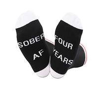 TSOTMO 2 Pairs Sobriety Anniversary Socks Sobriety Gift AA NA Recovery Socks Sober AF Encouragement Gift, Sober 4 Year, Medium