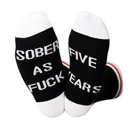 TSOTMO 2 Pairs Sobriety Anniversary Socks Sobriety Gift AA NA Recovery Socks Sober As Encouragement Gift, 5 Year, One size
