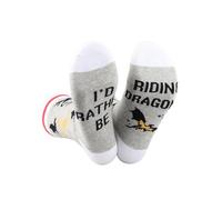 TSOTMO 4th Book Merch I’d Rather Be Riding Dragons Socks for Bookish Dragon Lover Gift Jumper Dragonrider Rider Socks (UK, Alpha, One Size, Regular, Regular, Riding Dragons)