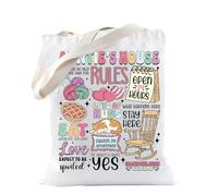 TSOTMO Auntie Aunt Life Gift Auntie House Rules Tote Bag for Aunt Promoted To Aunt Mother’s Day Gift (ANUTIE-RULES)