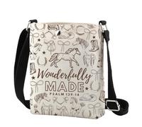 TSOTMO Bible Verse Horse Crossbody Bag Christian Horse Lover Inspirational Gift for Women Mother, Wonderfully Cr, Fashion