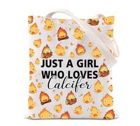 TSOTMO Calcifer Lover Tote Bag Anime Calcifer Gift Moving Castle Inspired Gift Castle Fire Gift Japanese Anime Fans Handbag (Calcifer)