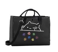 TSOTMO Cat Throwing Dice Tote Bag Video Game Gift for Women Girlfriend Gamer Dice Bag, 7 Dice Black Tote