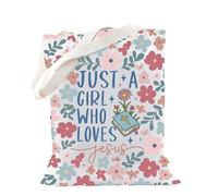 TSOTMO Christian Merch Faith Religious Gift Jesus Tote Bag for Women God Praise Jesus Church Faith Based (Loves Jesus)