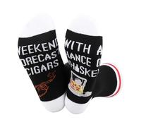 TSOTMO Cigar Whiskey Novelty Socks for Smoker Drinker Wine Lovers Gift for Men Whisky Lovers Smoking Lovers Gift (UK, Alpha, One Size, Regular, Regular, WEEKEND Cigar)