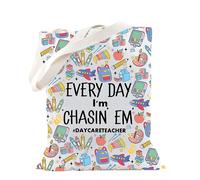 TSOTMO Daycare Teacher Gift Enchanted to Teach Daycare Education Tote Bag for Techer Appreciation Thank You Gift, Daycare T