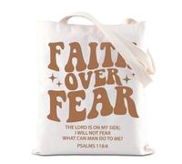 TSOTMO Faith Over Fear Tote Bag Bible Verse Gift Faith Over Fear Psalm 118:6 Religious Gift Jesus Christian Handle Bag (Psalm 118:6)