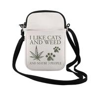 TSOTMO Funny Cat Weed Gift I Like Cats And Weed And Maybe 3 People Crossbody Bag Gift for Marijuana Lover Cat Lovers, 3 People Cr, Fashion