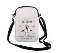 TSOTMO Funny Seagull Gift Be Kind Coastal Humor I Fly And Poop At The Same Time Crossbody Bag Animals Lover Shoulder Bag, Same Time Cr
