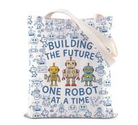 TSOTMO Future Builder Gift Robot Teacher Tote Bag Robotics Engineer -Robot Lover Shoulder Bag STEM Team Club Gift (Building Tote)