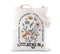 TSOTMO Jesus Religious Gift Jesuit Believers Tote Bag Christian Scripture Gift Love Jesus Gift Bible Verse Faith Handbag (Jesus Tote)