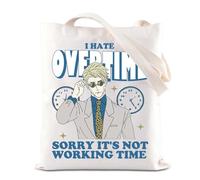 TSOTMO JJK Inspired Tote Bag I hate Overtime Anime Lover Gift Sorcerer Curse Fighter Japanese Anime Fan Shopping Bag (Working Time)