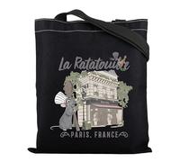 TSOTMO La Paris France Inspired Tote Bag Mouse Chef Movie Mech Remy Rat Shoulder Bag Anyone Can Cook Gift (La France BLK)