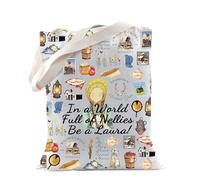 TSOTMO Little House Book Merchandise Tote Bag for Book Lovers Library Bookish Gift Prairie Life Gift (Laura Tote)